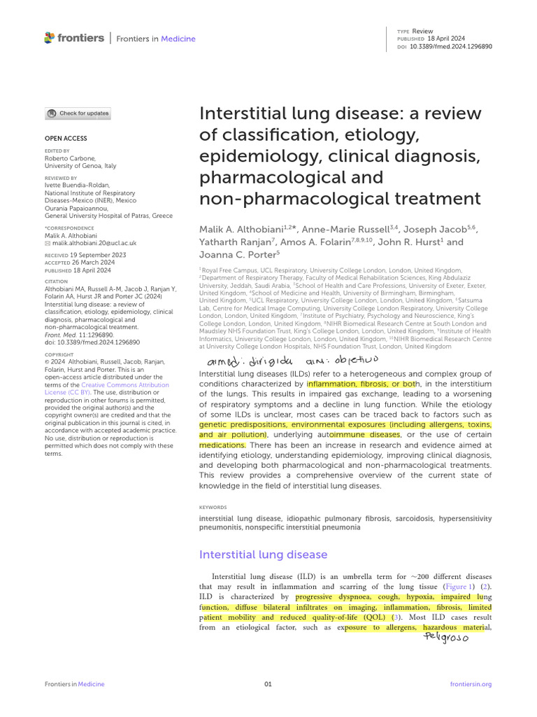 Interstitial lung disease a review of classification etiology | PDF ...