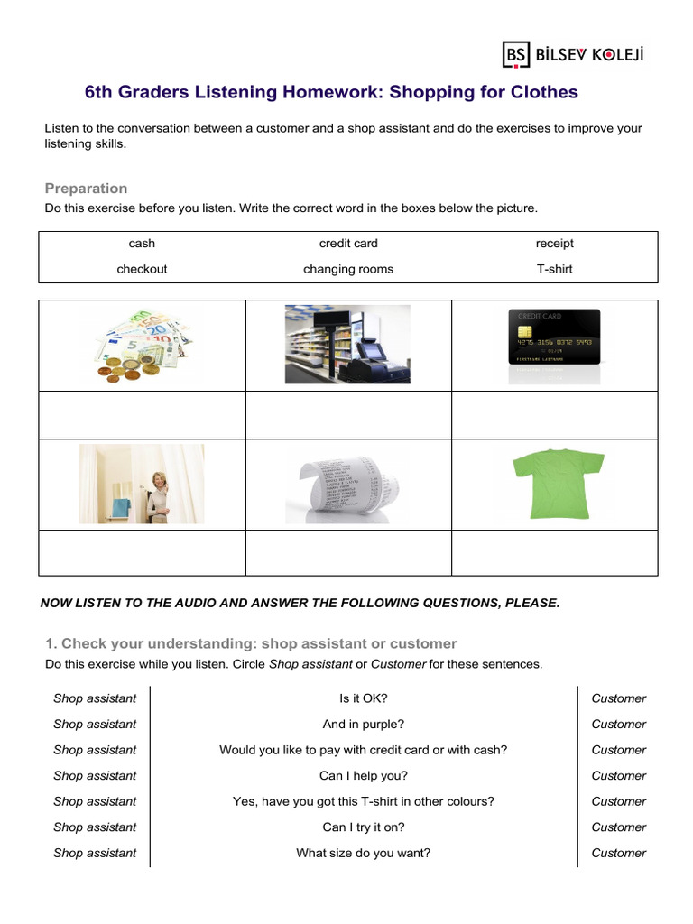 Listening Activity: Shopping for Clothes | PDF