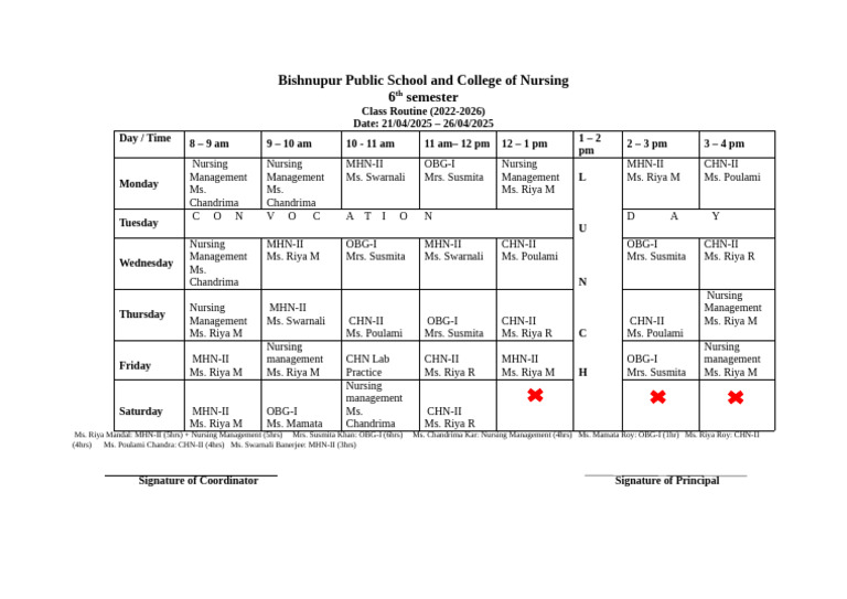 6th sem routine (21.04.25-26.04.25) | PDF