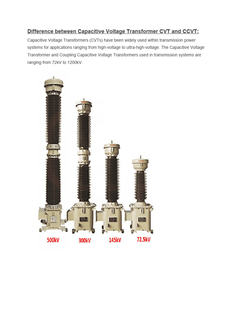 CCVT vs CVT: Key Differences Explained | PDF | Transformer | Capacitor