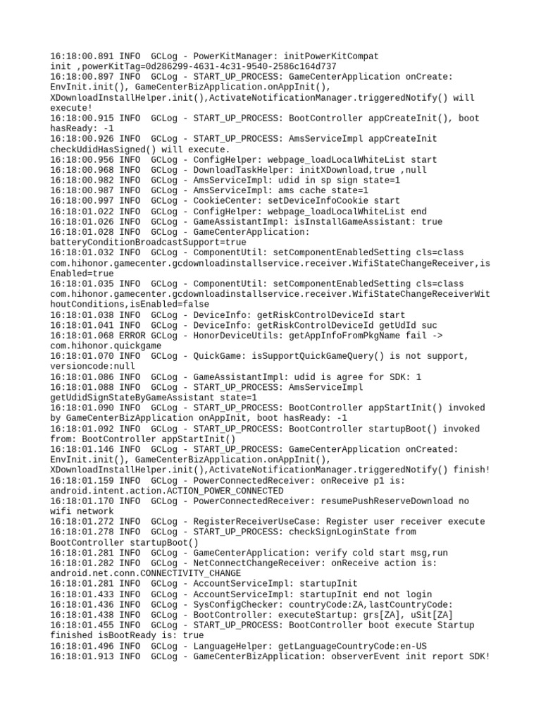 GameCenter Application Startup Log | PDF | Communications Protocols ...