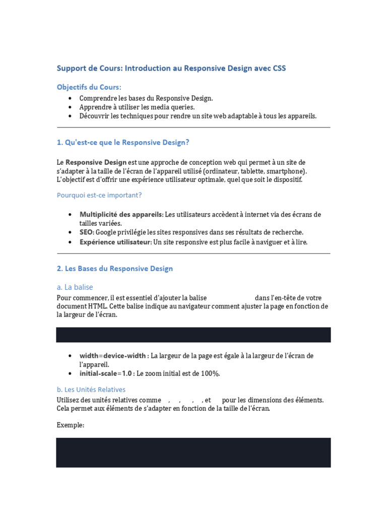 Introduction au Responsive Design CSS | PDF | Site web adaptatif ...