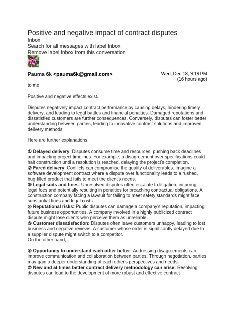 Impact of Contract Disputes | PDF | Lawsuit | Business