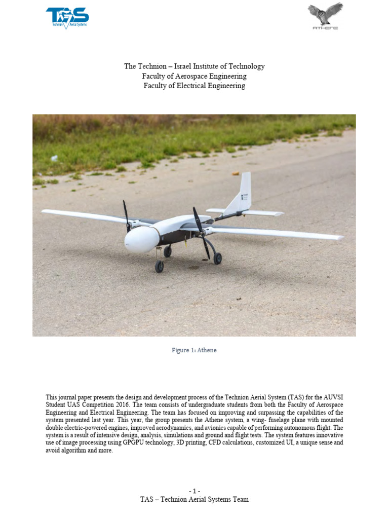 Technion Aerial Systems 2016 UAS Design | PDF | Fuselage | Unmanned ...