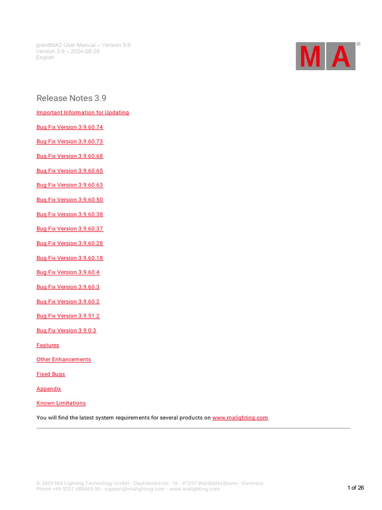 grandMA2 Release Notes Version 3.9 | PDF | Computing | Computer Science