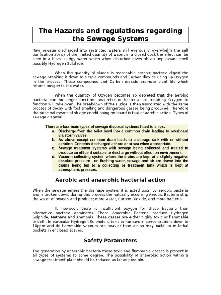 Sewage System Hazards and Regulations | PDF | Sewage Treatment ...