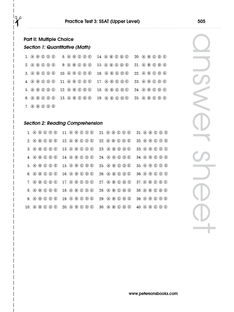 SSAT Upper Level Practice Test 3 | PDF | Hypertension | Nest