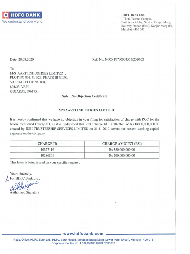 61 Letter of The Charge Holder Stating That The Amount Has Been ...
