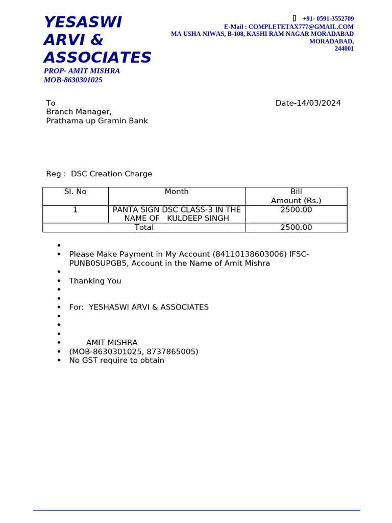 AMIT MISHRA BILL KULDEEP SINGH | PDF