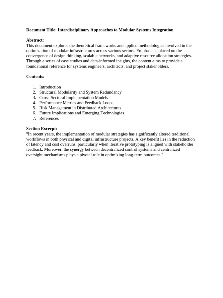 Interdisciplinary Approaches To Modular Systems Integration | PDF