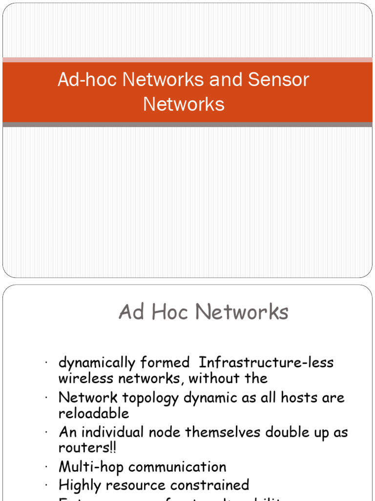 Ad Hoc and Sensor Networks Overview | PDF | Routing | Wireless Ad Hoc ...