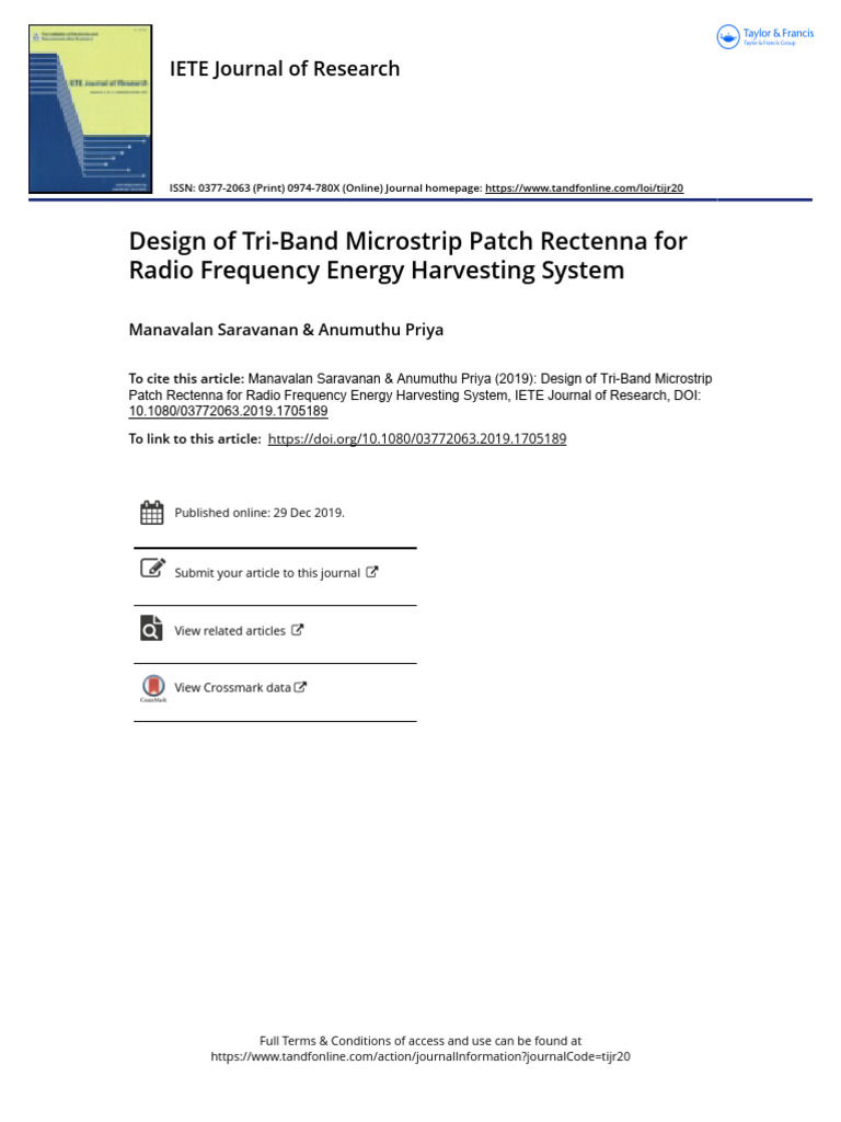 Design of Tri-Band Microstrip Patch Rectenna For Radio Frequency Energy ...