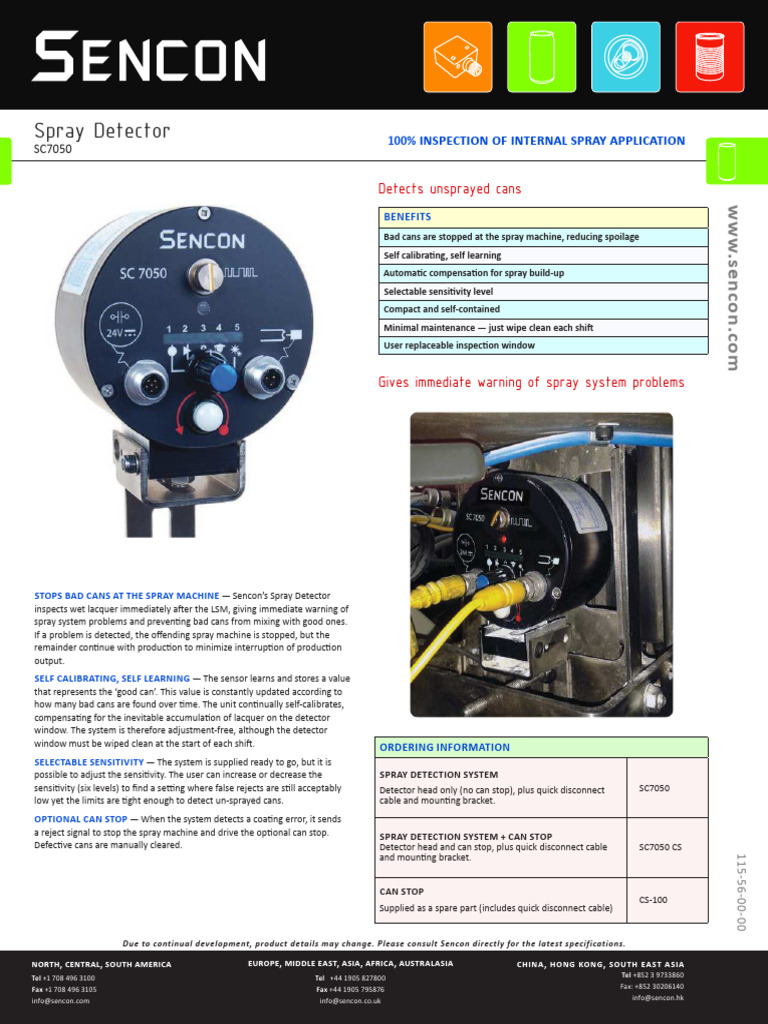 SC7050 Spray Detector Overview | PDF