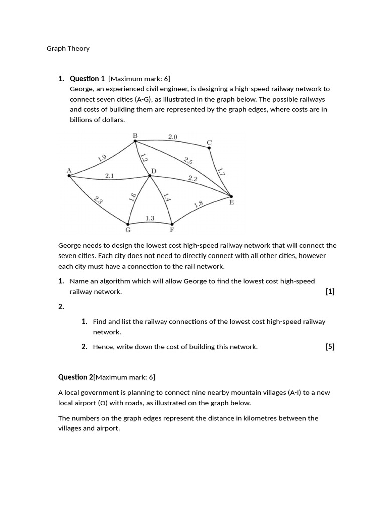 Graph Theory (Past Year) | PDF | Graph Theory | Mathematical Concepts