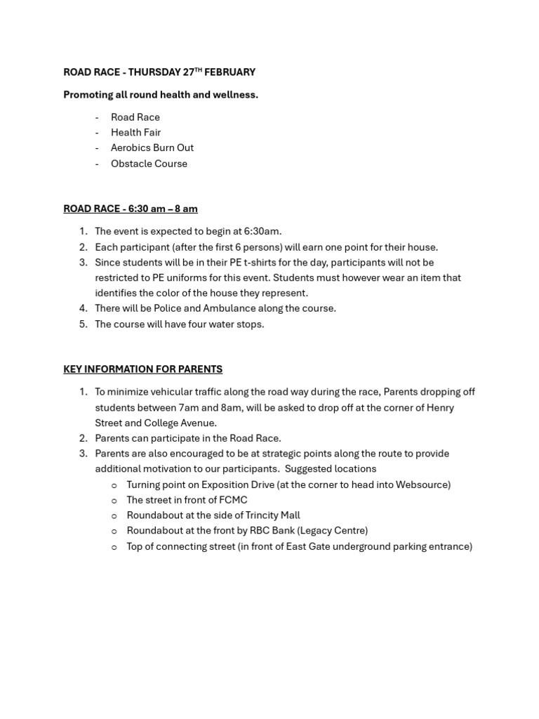 Brief On Road Run - Thursday 27th February, 2025 | PDF