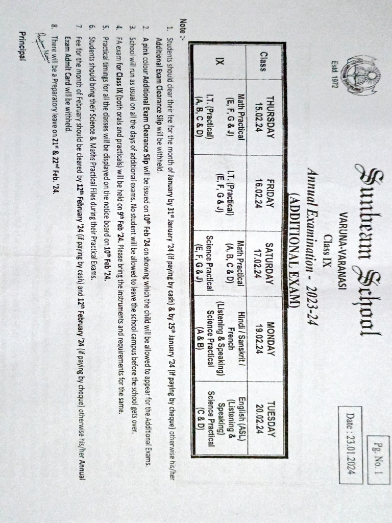 Date Sheet Annual | PDF