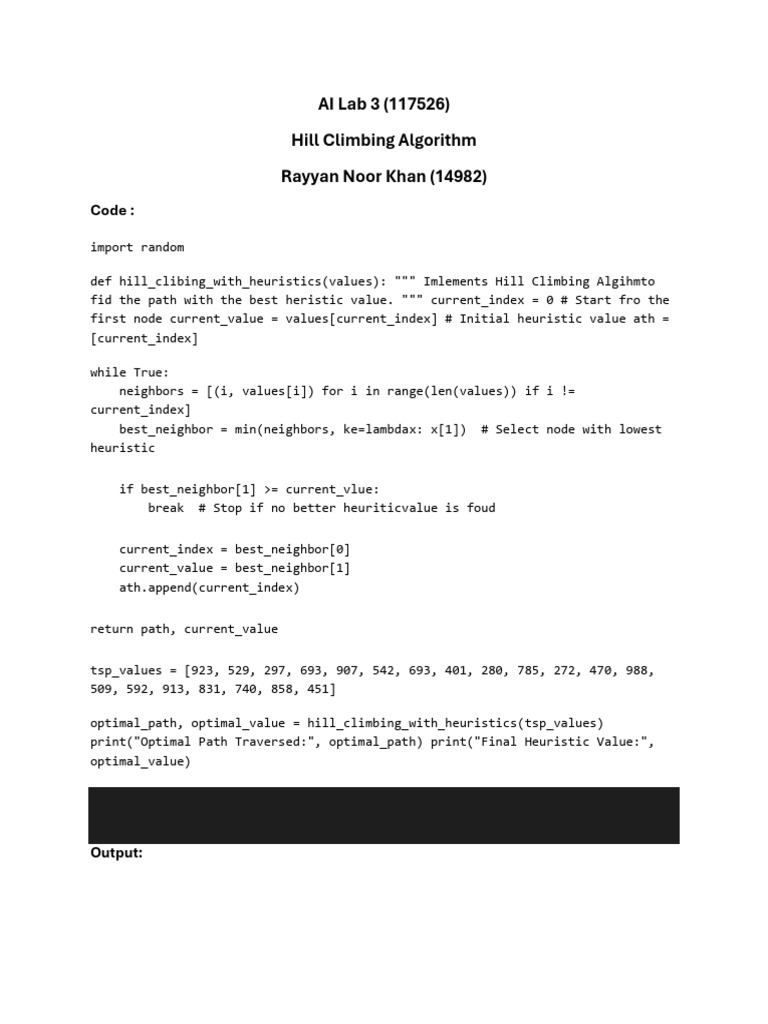 Hill Climbing with Heuristics Code | PDF