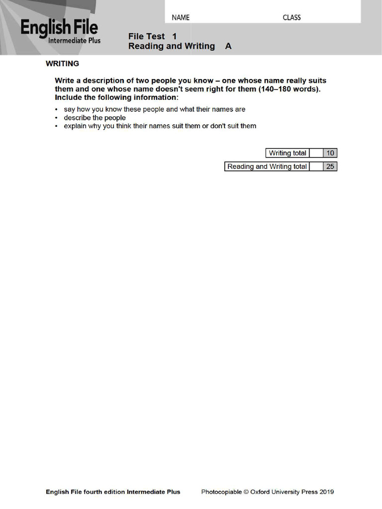 Test Reading Writing Pdf