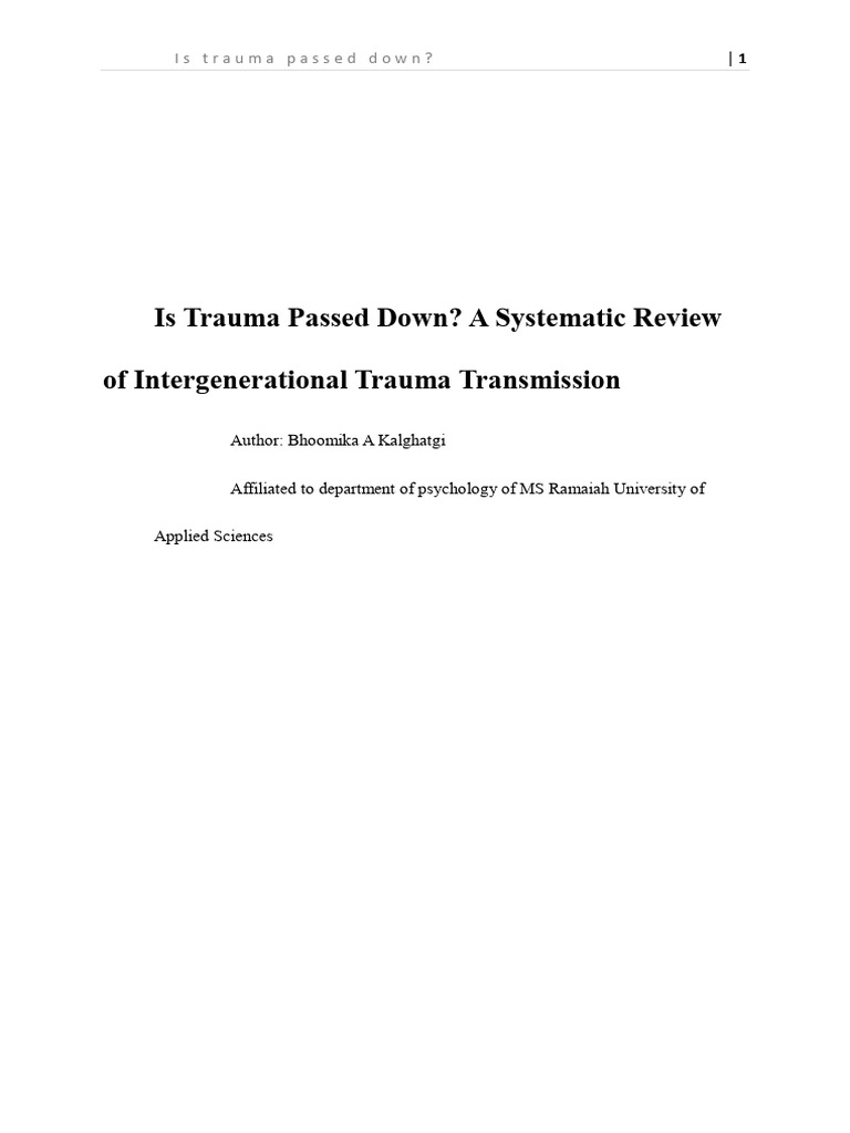 Intergenerational Trauma Review | PDF | Psychological Trauma ...