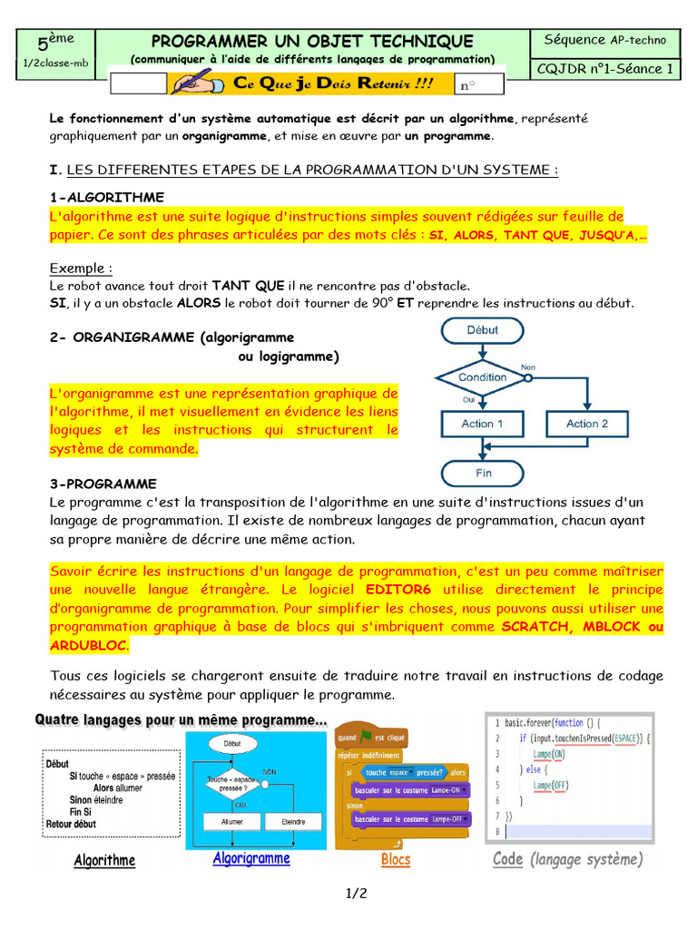 Organigramme et Algorithme en Programmation | PDF | Programmation ...