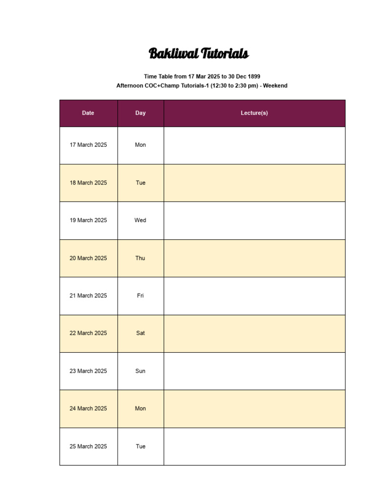 Afternoon COC+Champ Tutorials-1 (12 - 30 To 2 - 30 PM) - Weekend | PDF