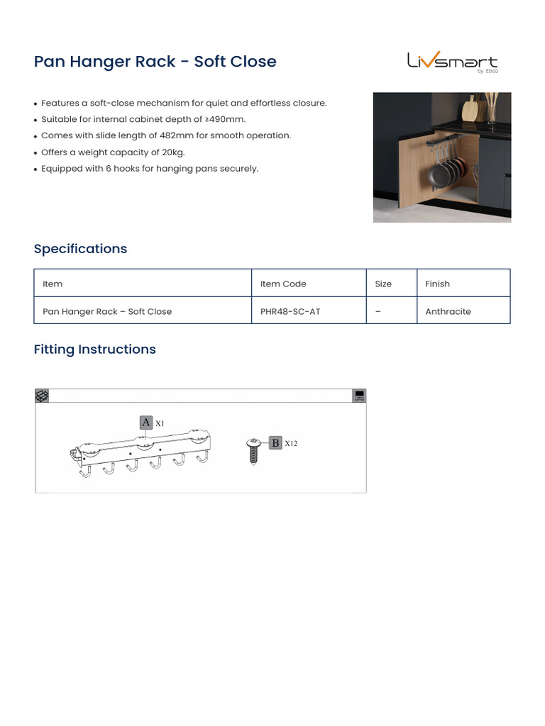 Pan Hanger Rack - Soft Close | PDF