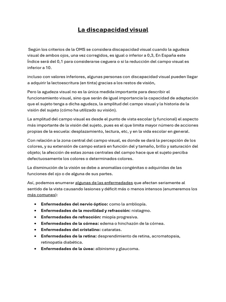 Discapacidad Visual | PDF | Percepción visual | Ojo humano