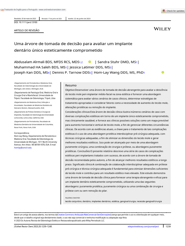 J Esthet Restor Dent - 2023 - Alrmali - A decision‐making tree for ...