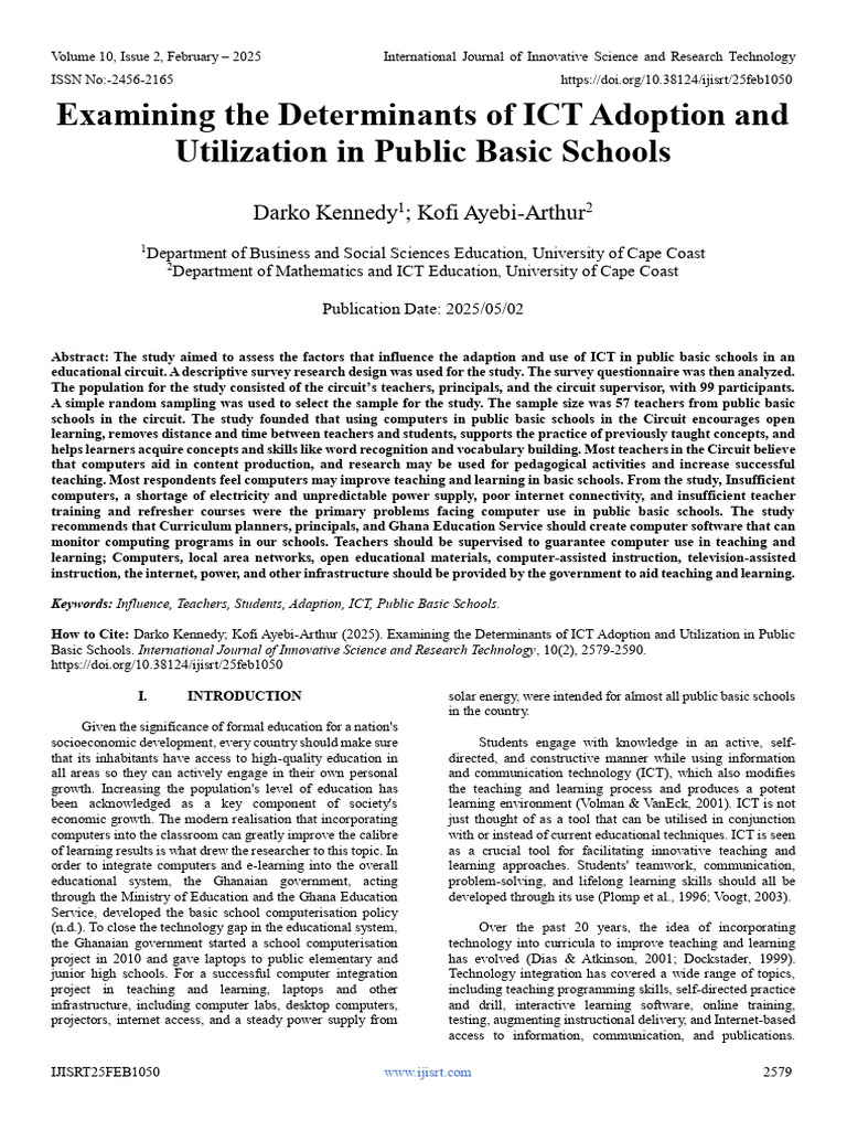 Examining The Determinants of ICT Adoption and Utilization in Public ...