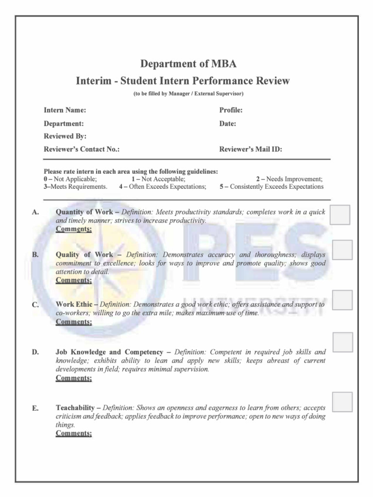 Interim Intern Performance Review | PDF