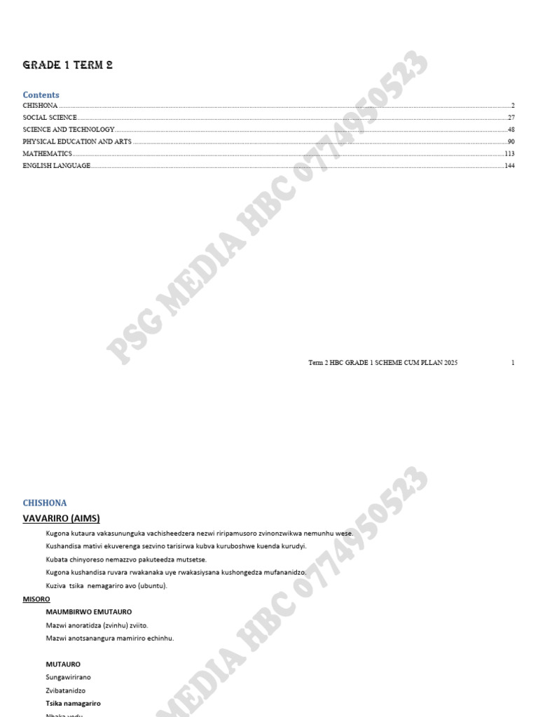 Grade 1 Term 2 Curriculum Plan 2025 | PDF | Educational Technology ...
