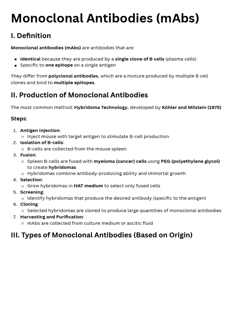 Overview of Monoclonal Antibodies | PDF | Monoclonal Antibody | Antibody