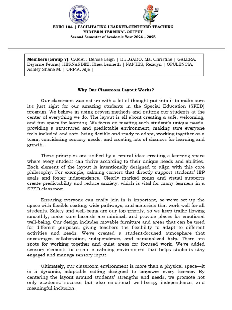 Effective SPED Classroom Layout Design | PDF | Classroom | Learning