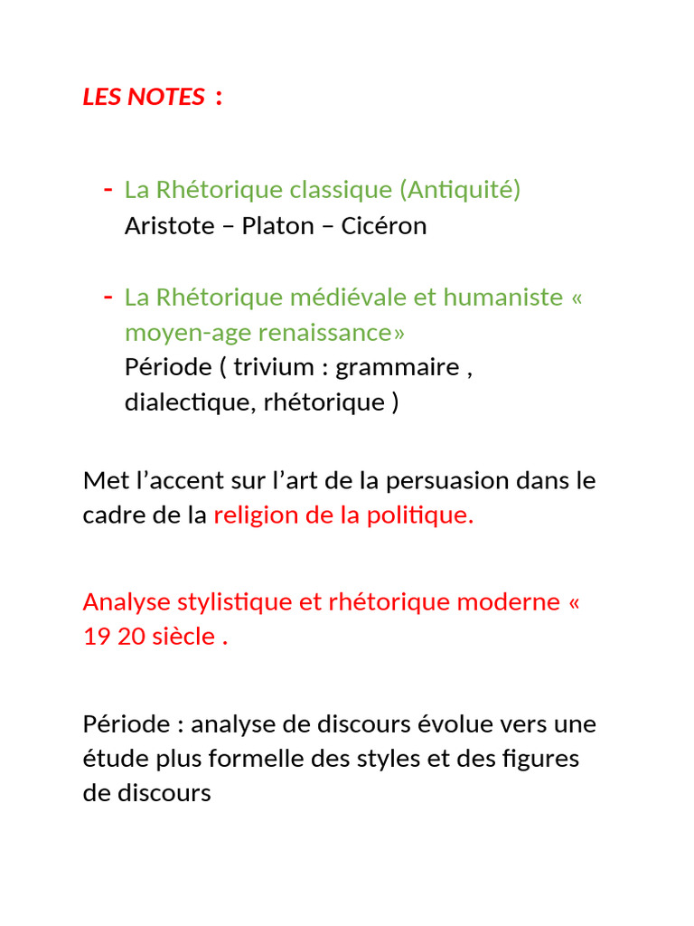 Évolution de la rhétorique à travers les âges | PDF