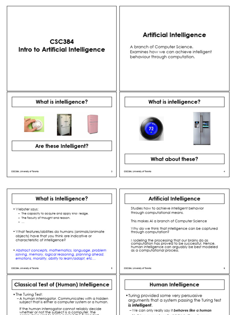 CSC384: Intro to AI at U of T | PDF | Intelligence (AI) & Semantics ...