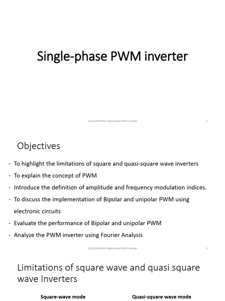 Unipolar PWM Inverter Analysis | PDF | Power Inverter ...