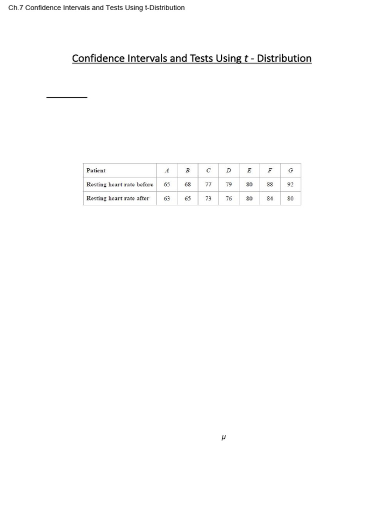 t-Distribution Confidence Intervals & Tests | PDF | Standard Deviation ...