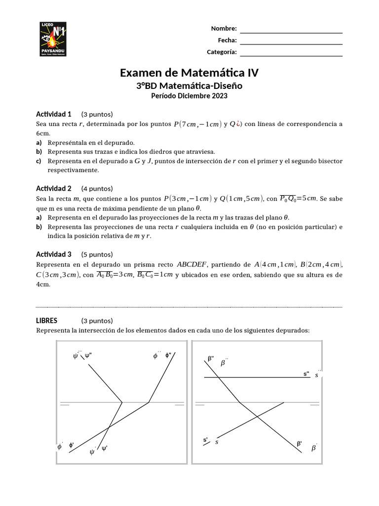 Examen Mat IV - Diciembre 2023 | PDF