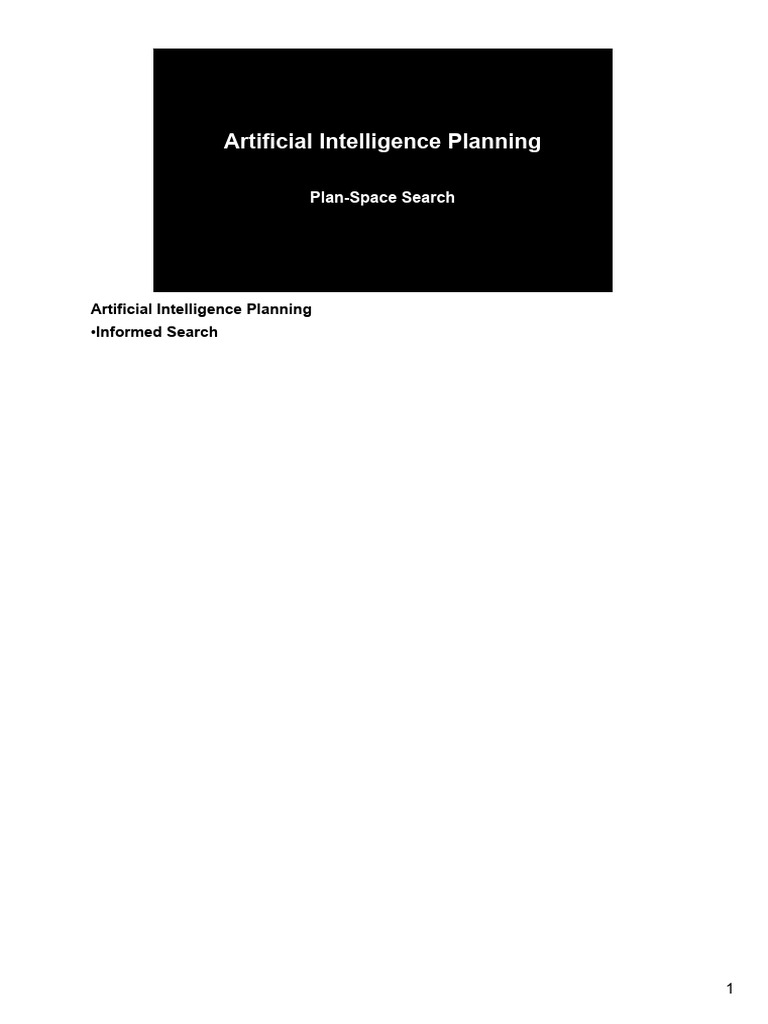 Plan-Space Search in AI Planning | PDF | Mathematical Concepts ...