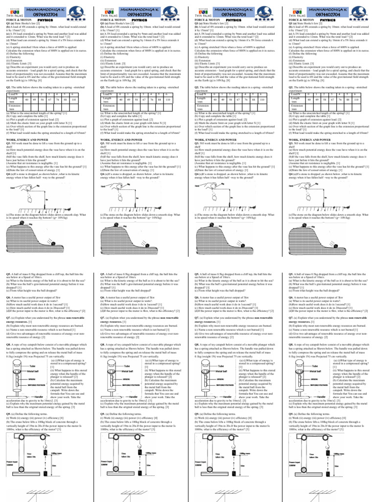 Spring Mechanics and Energy Concepts | PDF | Potential Energy | Mass