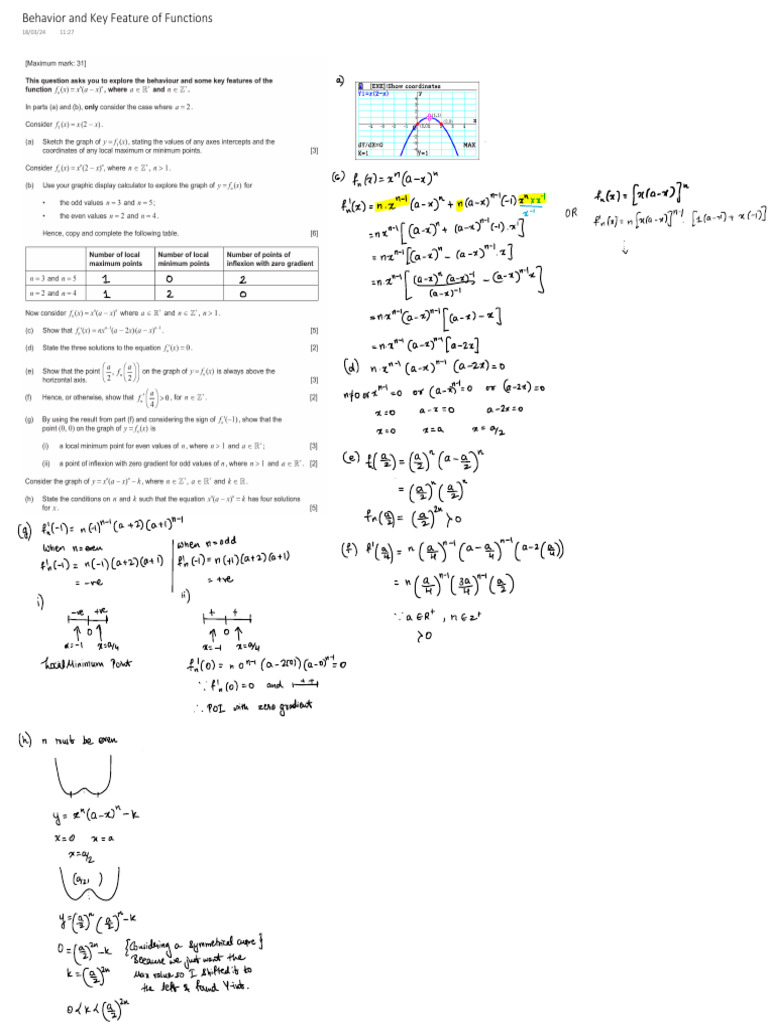 Behavior and Key Feature of Functions | PDF