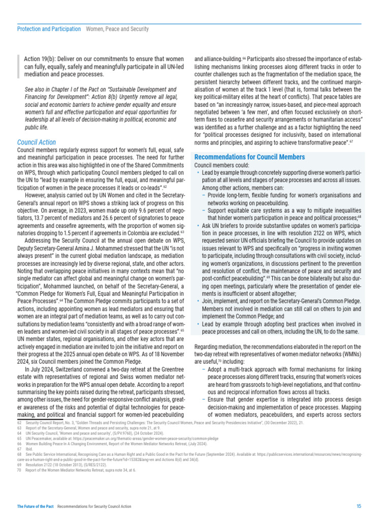 Women's Role in Peace Processes: Recommendations | PDF | Peacebuilding ...