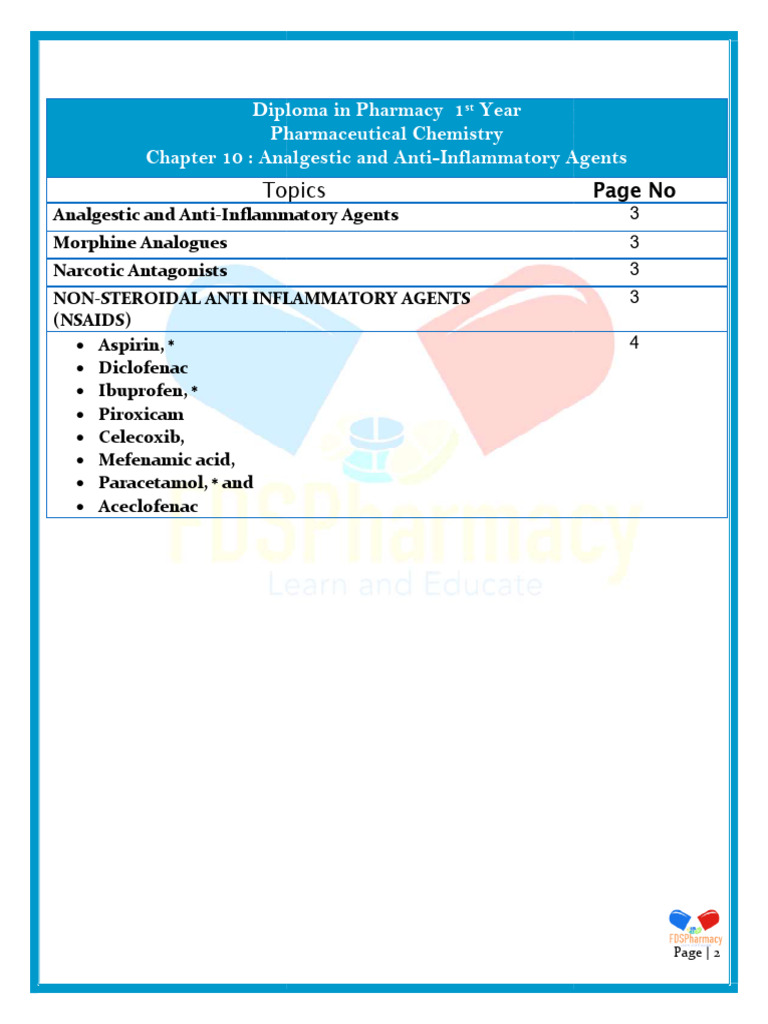 Analgesics and Anti-Inflammatory Agents | PDF | Analgesic ...