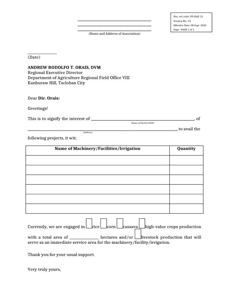 Letter of Intent - ISO Form | PDF