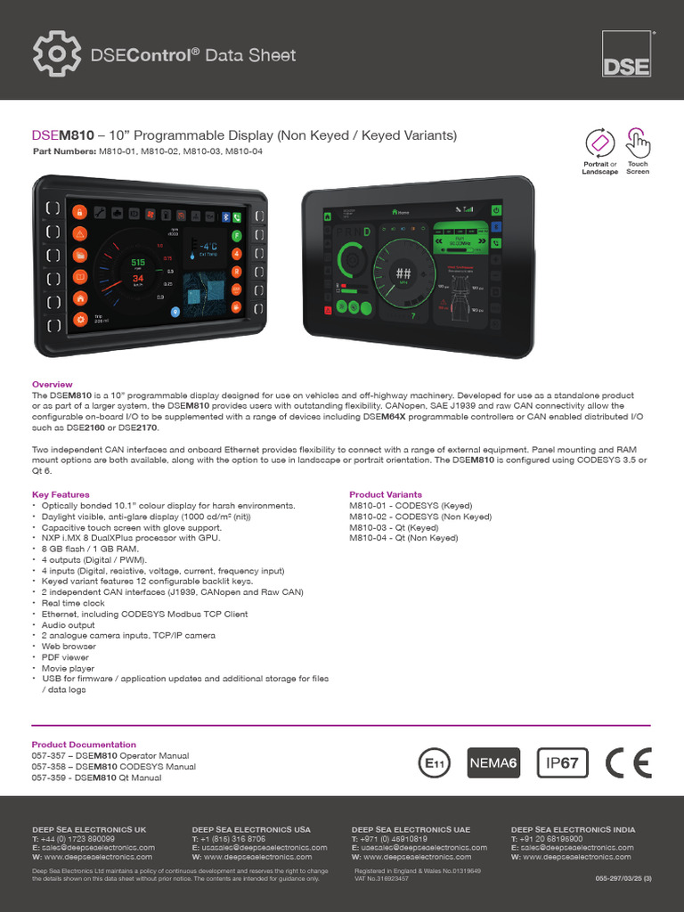 DSEM810: 10” Programmable Display | PDF | Input/Output | Electronics