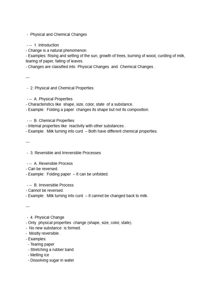 Physical vs Chemical Changes Explained | PDF | Magnesium | Iron