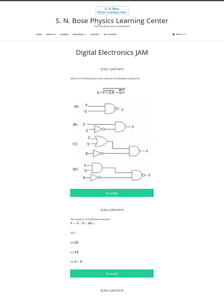 Digital Electronics JAM Exam Questions | PDF | Logic Gate | Boolean Algebra