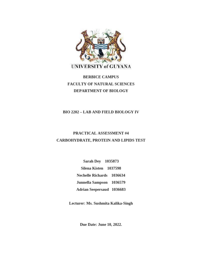 Food Testing For Carbohydrates Proteins And Lipids Pdf 