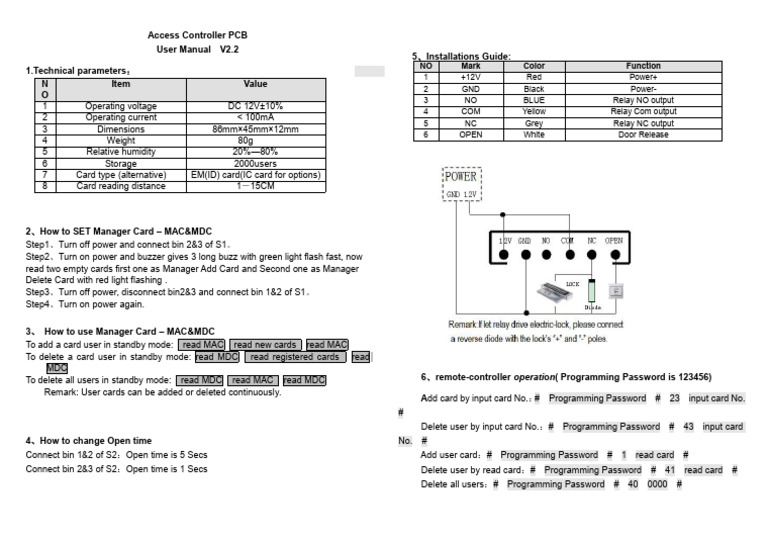 Access Controller PCB User Manual V2.2 | PDF | Electrical Engineering ...