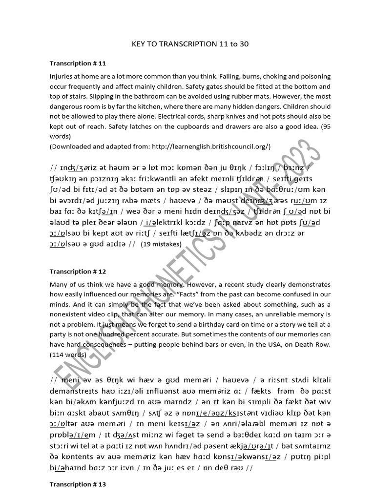 Key To Transcriptions 2023 From 11 To 30 | PDF | Natural Disasters